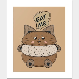 Eat me cute cat Posters and Art